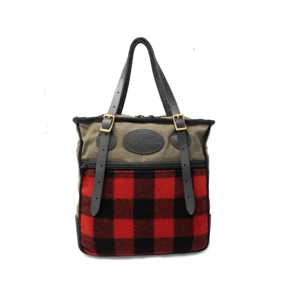 Frost River Temperence Tote Red Plaid Canvas Leather Bag - Picture 1 of 11